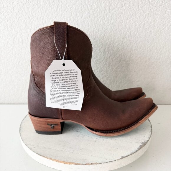 Lane EMMA JANE Womens Cowboy Bootie 9.5 Cognac Brown Western Cowgirl Short Boots - Picture 2 of 11